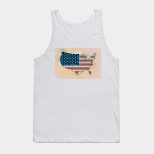 Vintage Patriotic America Map with USA Flag Tank Top